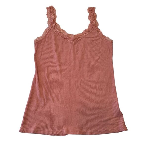 Uniqlo Y2K Style Lace Ribbed Tank Top Cami, S - Picture 1 of 7